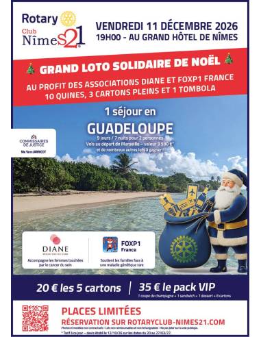Affiche du Grand loto solidaire de Noël 2026 – Rotary Club Nîmes 21