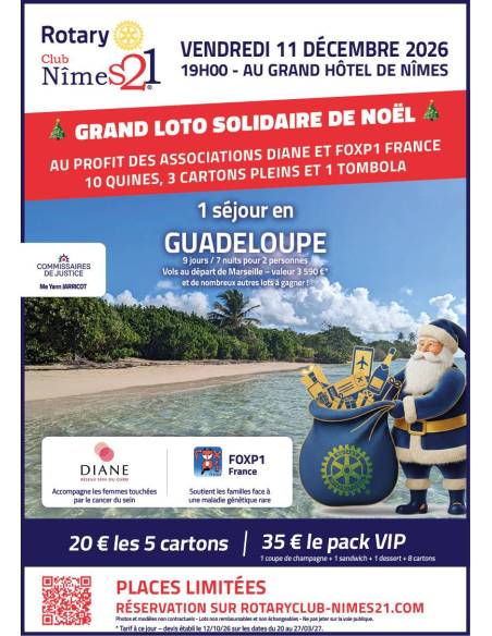 Affiche du Grand loto solidaire de Noël 2026 – Rotary Club Nîmes 21